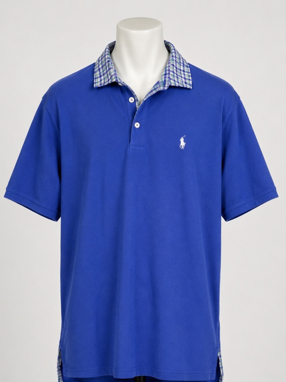 Polo Golf Ralph Lauren Lisle Polo Shirt Blue Plaid Collar Men’s Medium